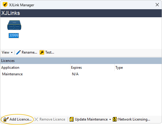 Add the XJLink-PF40 licence