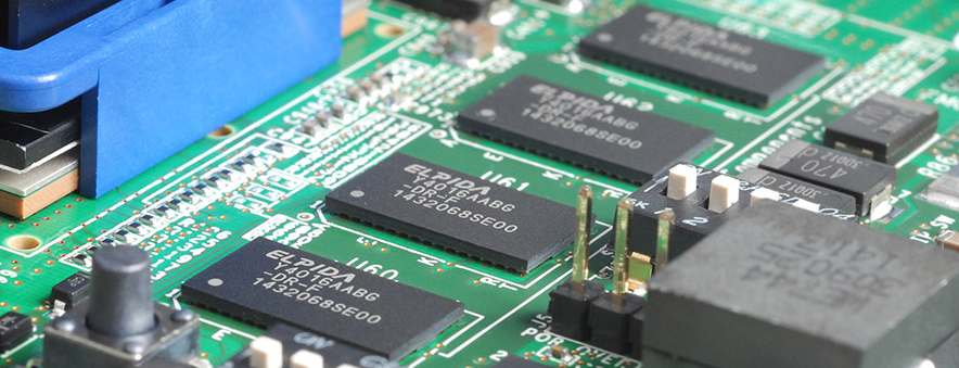 Printed circuit board with four DDR4 memories being tested using JTAG boundary-scan