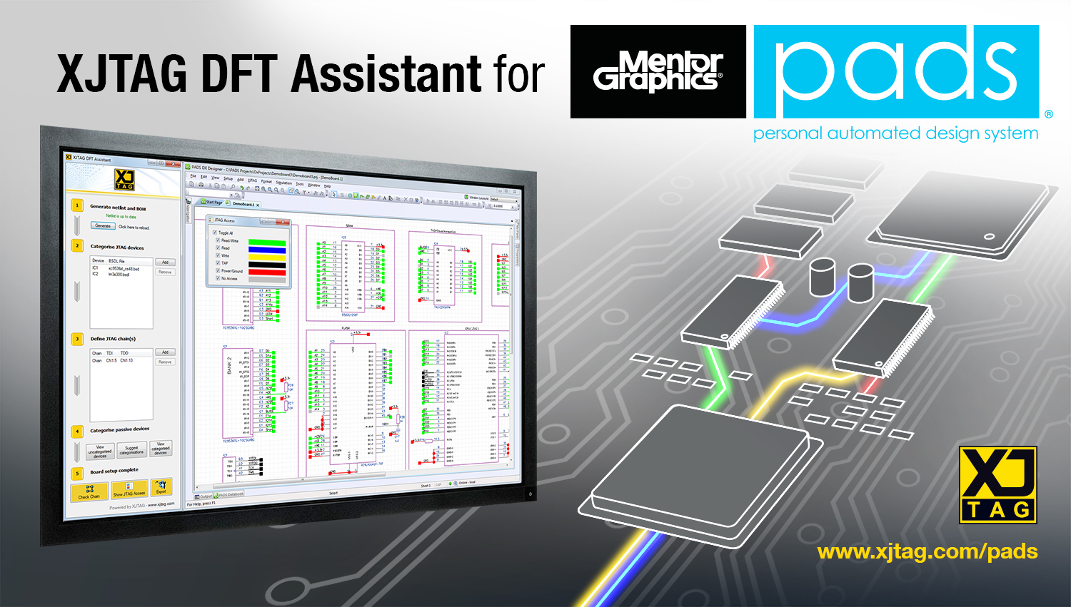 XJTAG DFT Assistant for Mentor Graphics PADS plugin