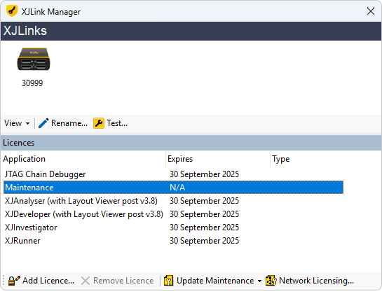 XJLink-PF40 licence added in XJLink Manager
