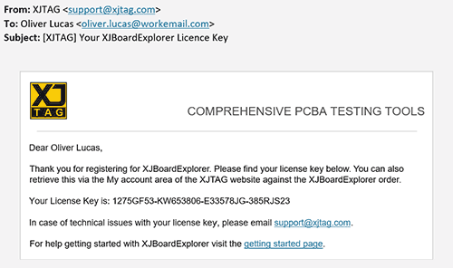 XJBoardExplorer license key email