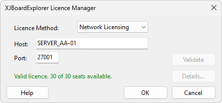XJBoardExplorer network licensing