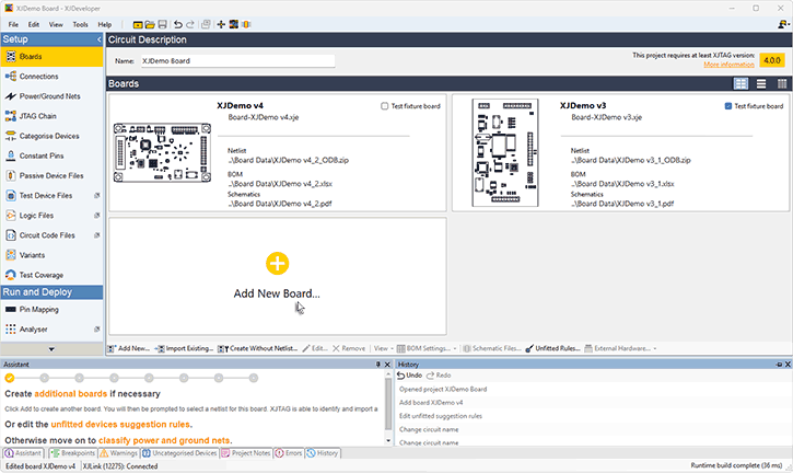 XJDeveloper - Boards screen
