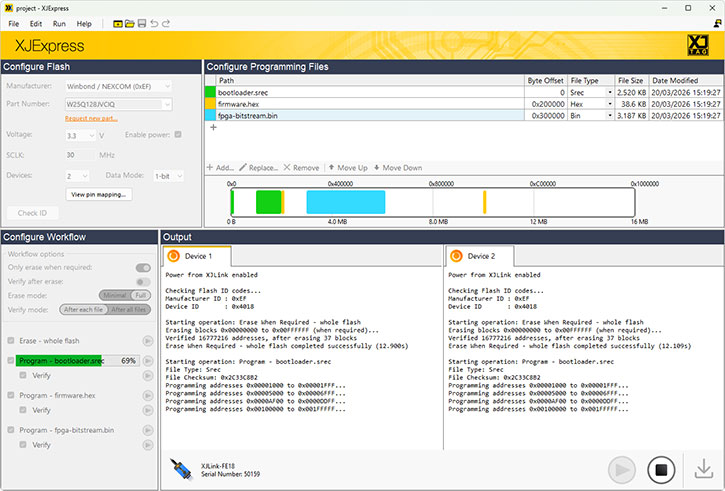XJExpress parallel flash programming with memory visualiser - thumbnail