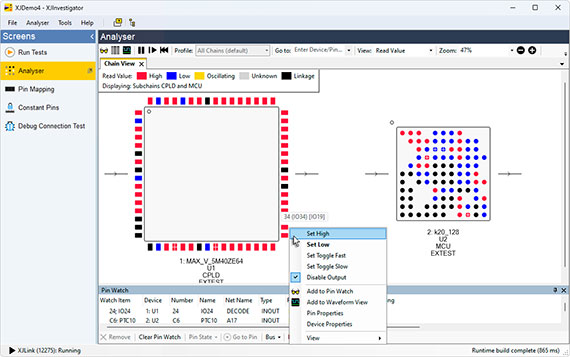 XJInvestigator Analyser Screen