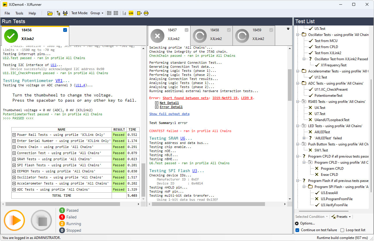 XJRunner - Compare test results for multiple boards